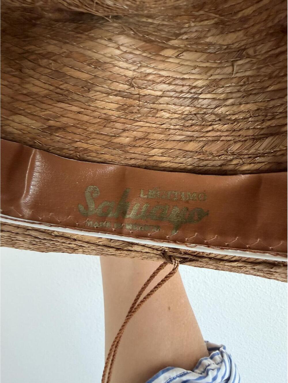 Vintage Handmade Mexican Sahuayo Legitimo Wide Brim Straw Hat Sz ML Boho Summer - Picture 2 of 6